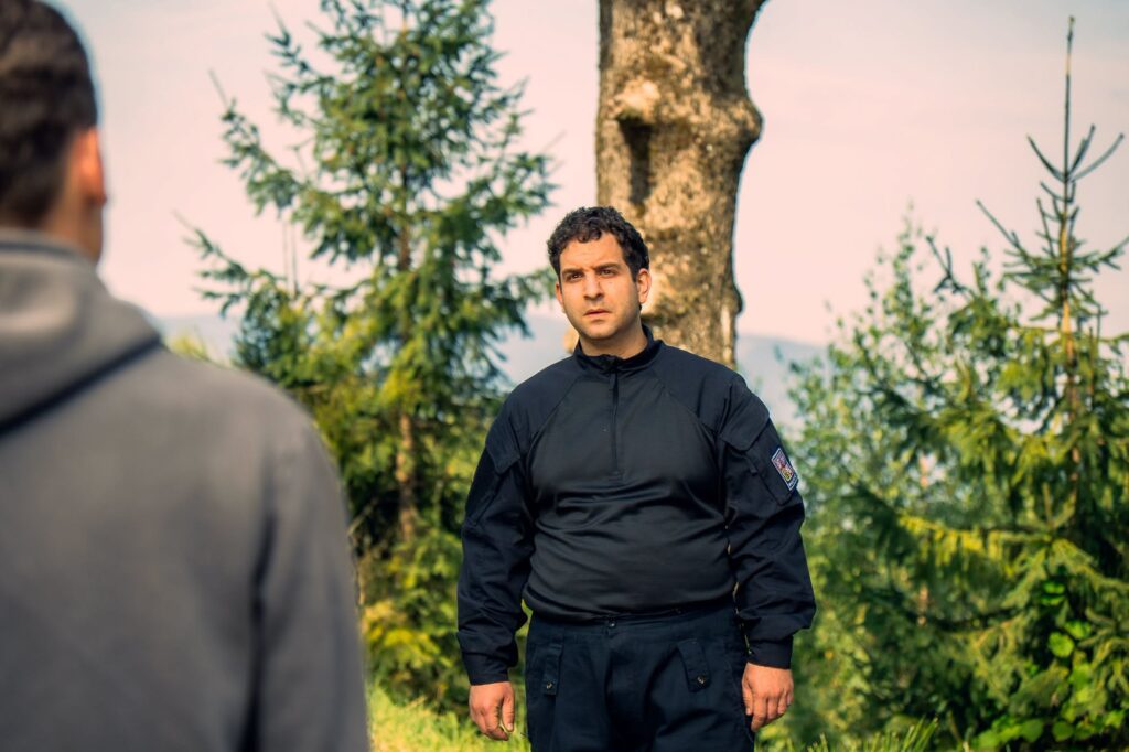 Portrét herce z filmu Narozeniny na terase chaty Pytlorka v Beskydech